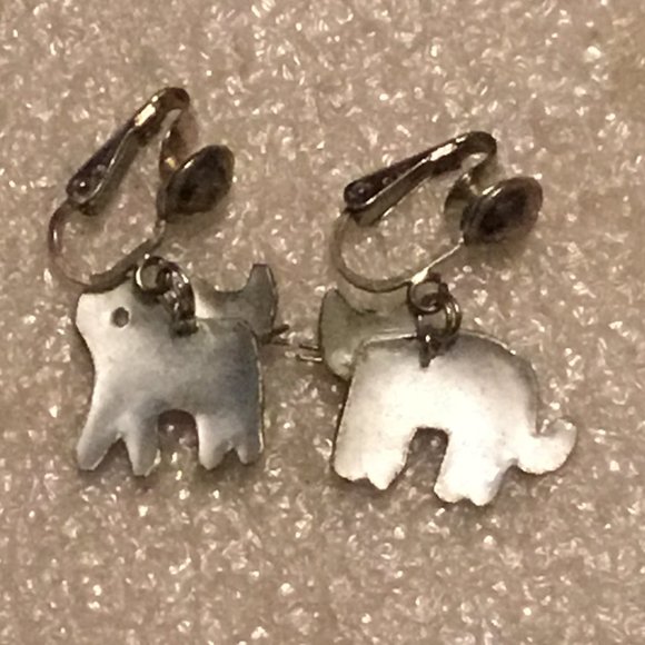 Very lovely Zarah sterling silver enamel cloisonné cat clip on earrings - Picture 5 of 7